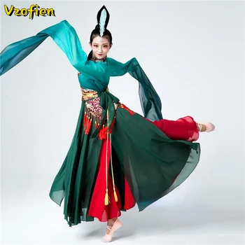 Традиционен Китайски Народен Танцов Костюм Женски Янко Танцови За Възрастни Елегантна Бродерия Фен Танцови За Изпълнения