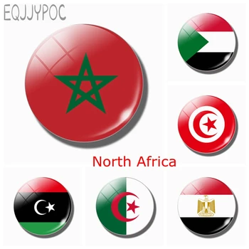 Флаг Мароко 30 ММ, Магнит За Хладилник Северна Африка Египет, Судан, Либия, Тунис, Алжир Стъклени Магнитни Стикери Притежателя Декор на Хладилника