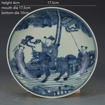 Цин Цяньлун син и бял Еднорог изпрати цзивэнь малка чиния от старинния порцелан, старинни антични колекция