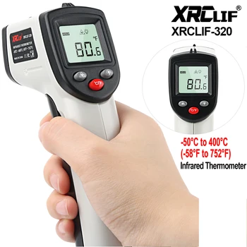 Цифров Измерител на висока температура Безконтактен Инфрачервен Лазерен Термометър Лазерен пистолет -58 ~ 752 Пирометр Аларма за температурата XRCLIF