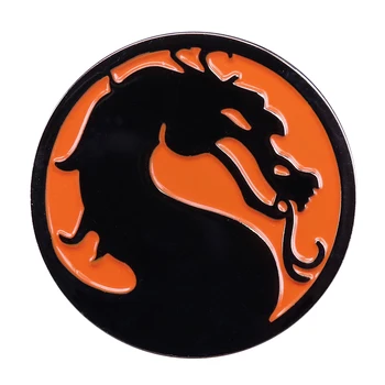 Эмалированная на Жени С Логото на Mortal Kombat, Брошка във формата на дракон, Икона на Парка Паника, аркадни бойни игри, бижута
